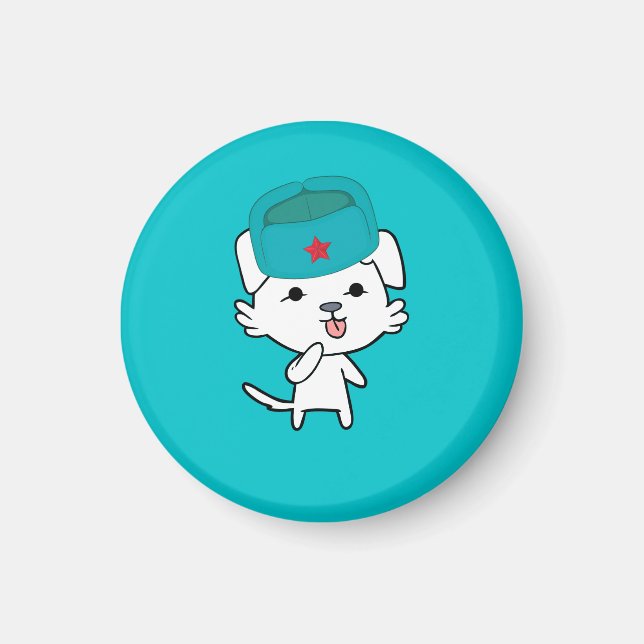Kitten Dog with Hat Magnet (Front)