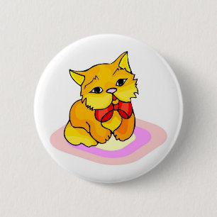 Kitten Drawing 6 Cm Round Badge