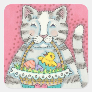 KITTEN & EASTER EGG BASKET, CAT STICKERS Sheet