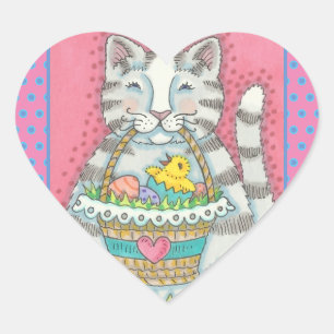 KITTEN & EASTER EGG BASKET, CAT STICKERS Sheet