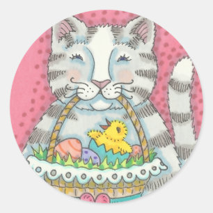 KITTEN & EASTER EGG BASKET, CAT STICKERS Sheet