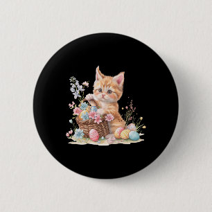 Kitten Easter Kitten Eggs Artwork  6 Cm Round Badge