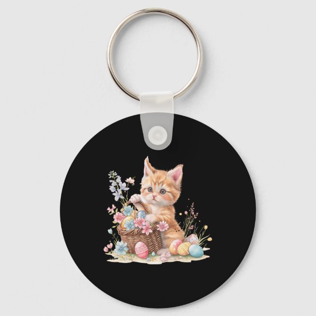 Kitten Easter Kitten Eggs Artwork  Key Ring (Front)