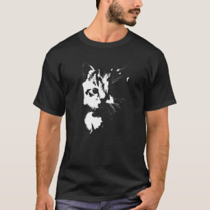 Kitten Face Silhouette Minimalist Cat T-Shirt