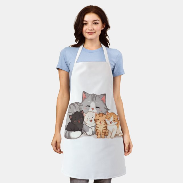 Kitten Family Cuddle Portrait Apron (Worn)