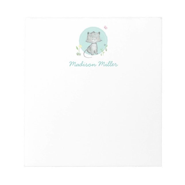 Kitten Floral Personalised Notepad (Front)