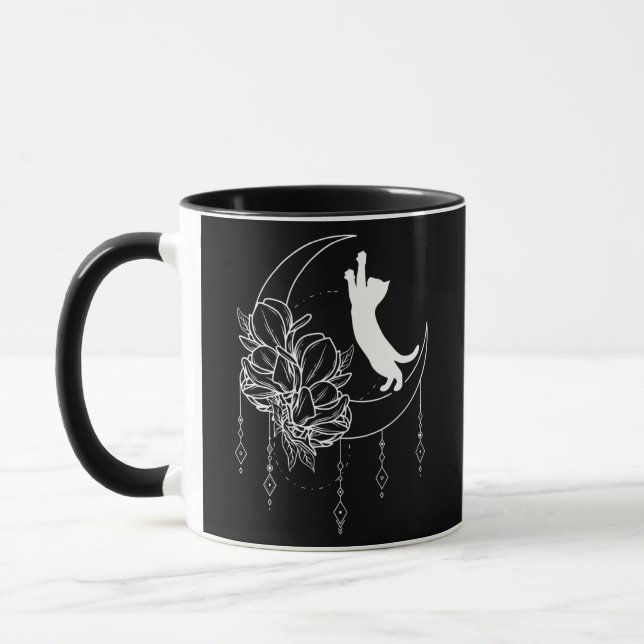 Kitten Flower Moon Magic Signs Cat Floral  Mug (Left)