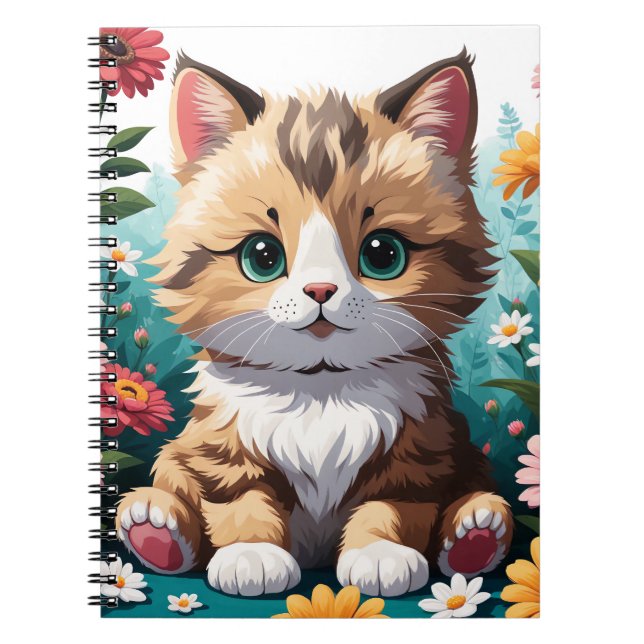 Kitten & Flowers Notebook (Front)