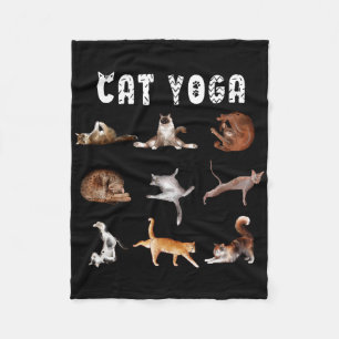 Kitten Funny Cat Lover Yoga Poses Men Women _1  Fleece Blanket