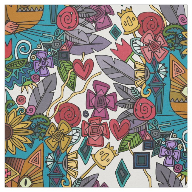 kitten garden fabric (Swatch)