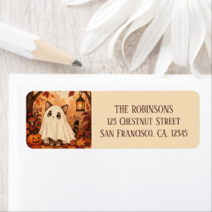 Kitten Ghost Costume Halloween Personalised Return Address Label