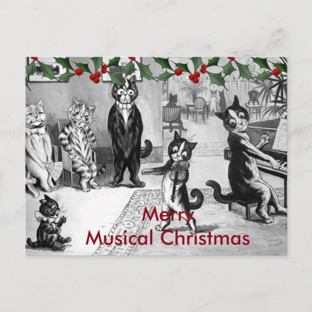 Kitten Giving a Recital Holiday Postcard (Front)