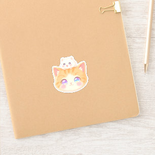 Kitten & Hamster Matte Sticker Happy Duo Friends