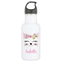 Kitten head water bottle personalized
