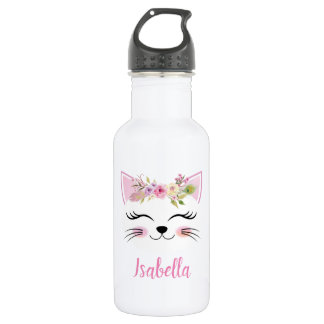 Kitten head water bottle personalized