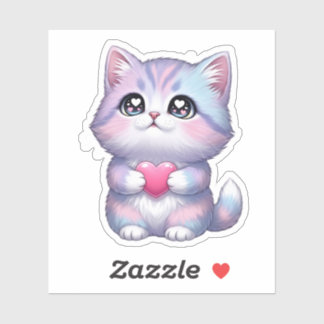 Kitten Heart Sticker Kawaii Cute Love Cat Cartoon