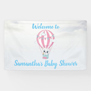 Kitten Hot Air Balloon Baby Shower Banner
