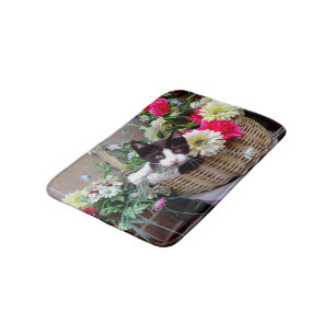 Kitten in a Basket Bath Mat