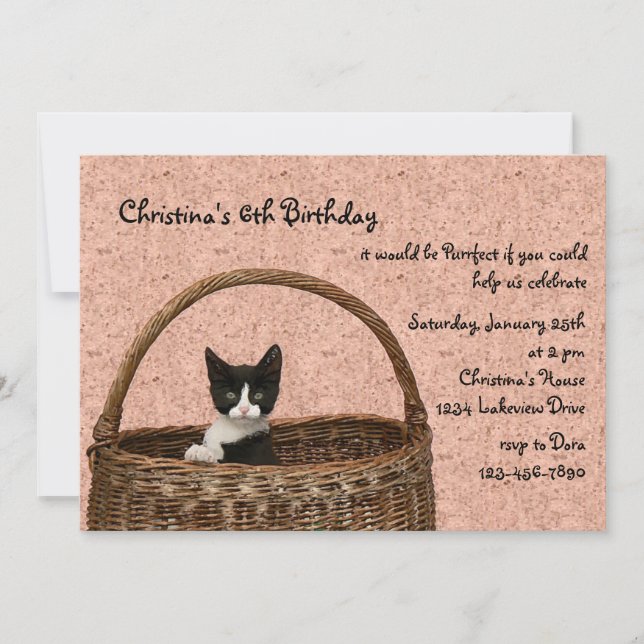 Kitten in a Basket Invitation (Front)
