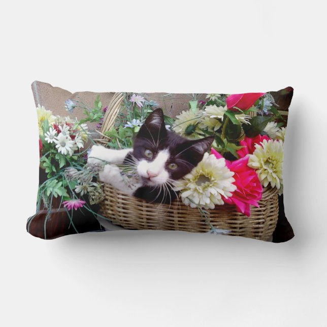 Kitten in a Basket Lumbar Cushion (Front)