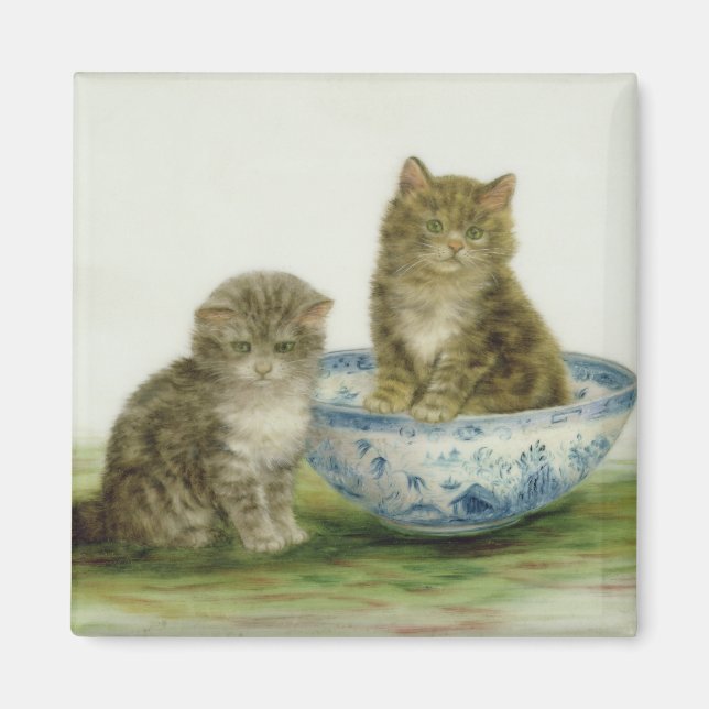 Kitten in a Blue China Bowl Magnet (Front)