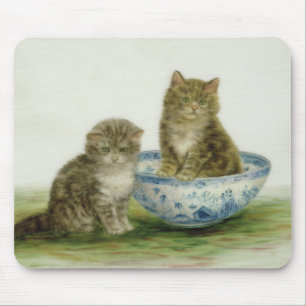 Kitten in a Blue China Bowl Mouse Pad