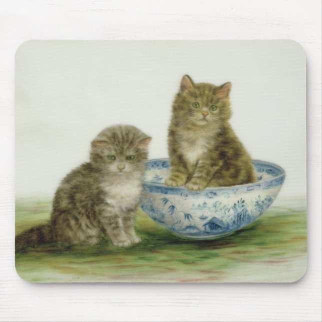 Kitten in a Blue China Bowl Mouse Pad (Front)