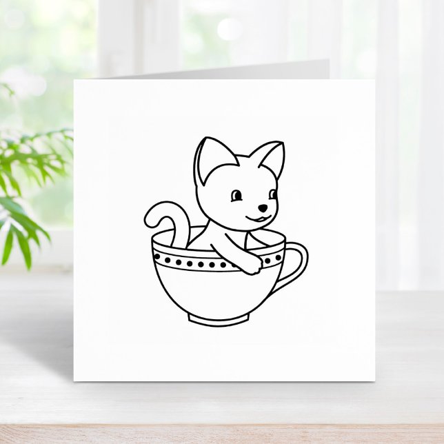 Kitten in a Cup - Cat in a Teacup Rubber Stamp (Creator Uploaded)