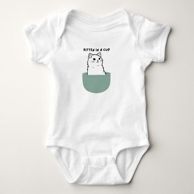 Kitten in a Cup Snack Baby Bodysuit (Front)