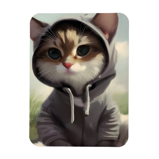Kitten in a Hoodie Magnet (Vertical)