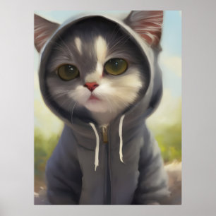 Kitten in a Hoodie Poster