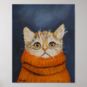Kitten In A Sweater - Fine Art Print for Cat Lover