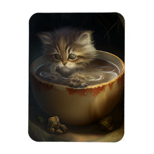 Kitten in a yellow teacup Flexible Magnet