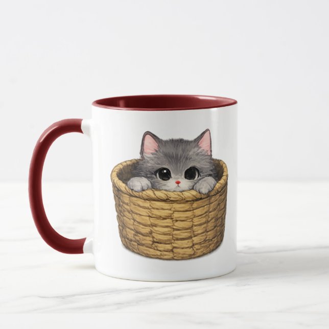 Kitten in Basket Mug (Left)