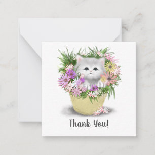 Kitten in Basket Thank You Note Card
