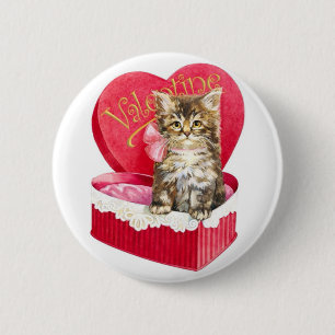 Kitten in Candy Box 6 Cm Round Badge