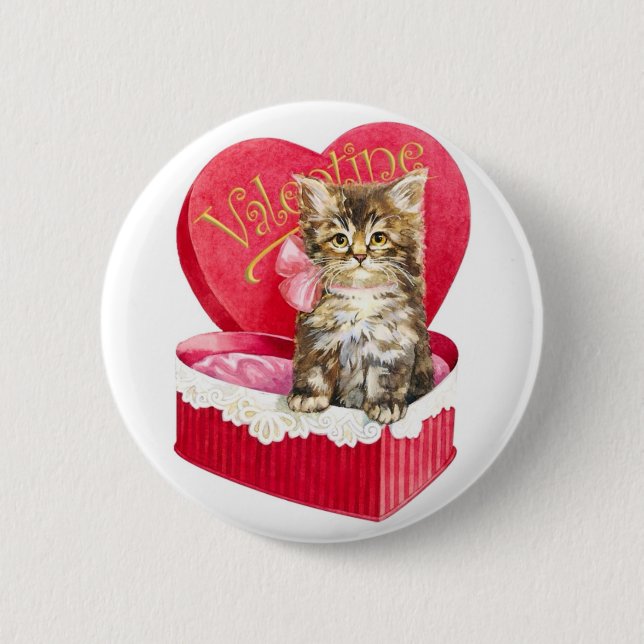 Kitten in Candy Box 6 Cm Round Badge (Front)