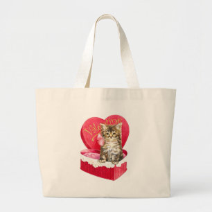 Kitten in Candy Box Large Tote Bag