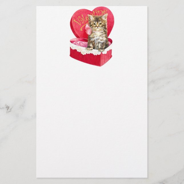 Kitten in Candy Box Stationery (Front)