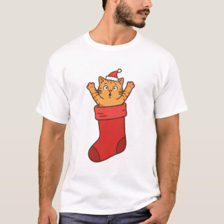 Kitten in Christmas Stocking Surprise T-Shirt