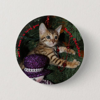 Kitten in Christmas tree  6 Cm Round Badge