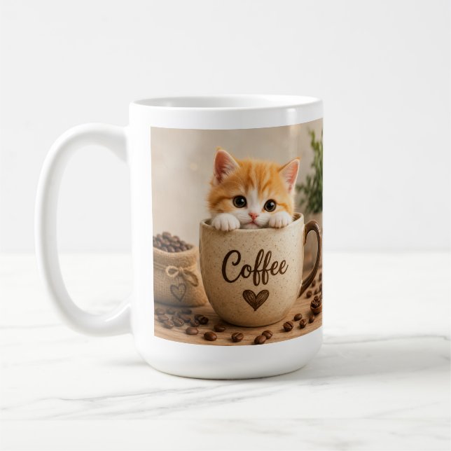 Kitten in Coffee Cup Charm (Left)