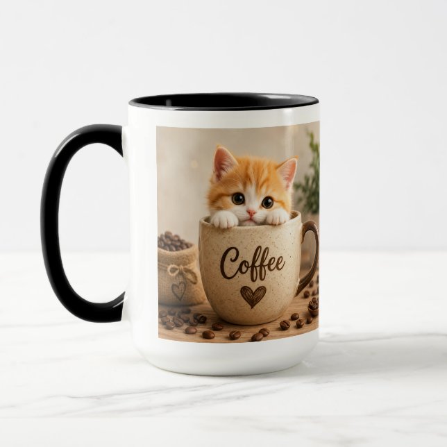 Kitten in Coffee Cup Charm (Left)
