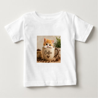 Kitten in Coffee Cup Charm Baby T-Shirt
