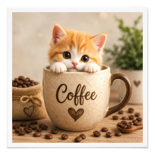 Kitten in Coffee Cup Charm Photo Print