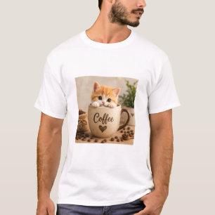 Kitten in Coffee Cup Charm T-Shirt
