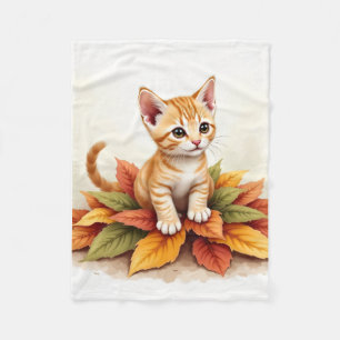 Kitten In Leaf Pile Cosy Blanket