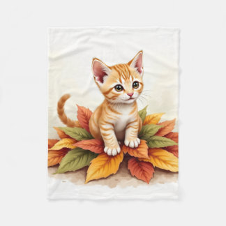 Kitten In Leaf Pile Cosy Blanket