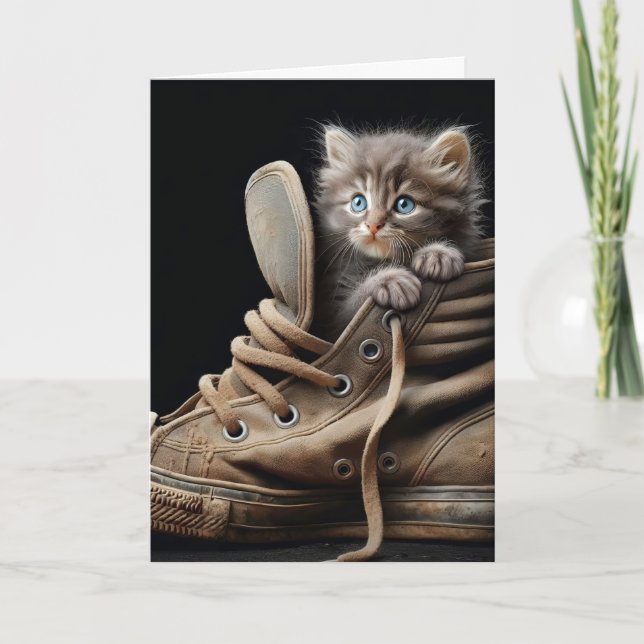 Kitten In Old Sneaker for Birthday Card (Front)
