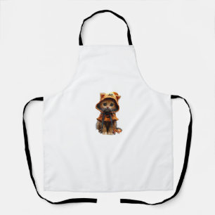 Kitten in Pumpkin Costume - Cute Halloween Design Apron